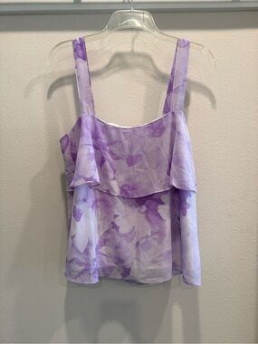 Gilli Lavender Floral Ruffle Camisole - Women